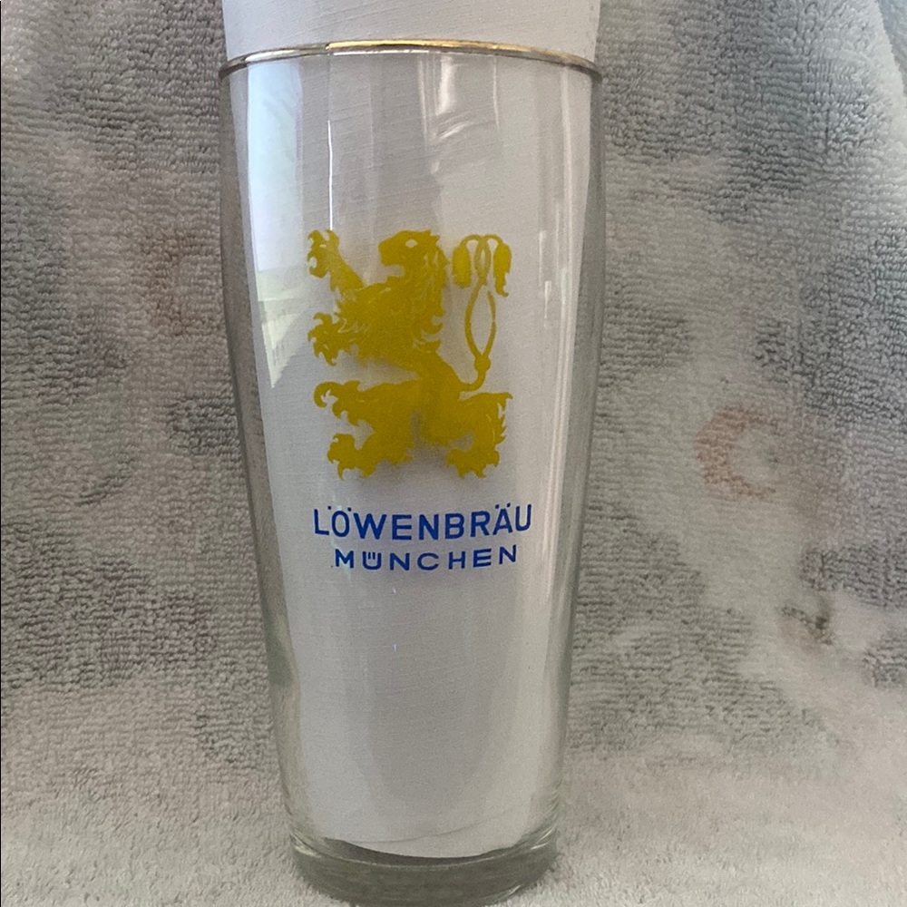 Glass with Yellow and Blue Design